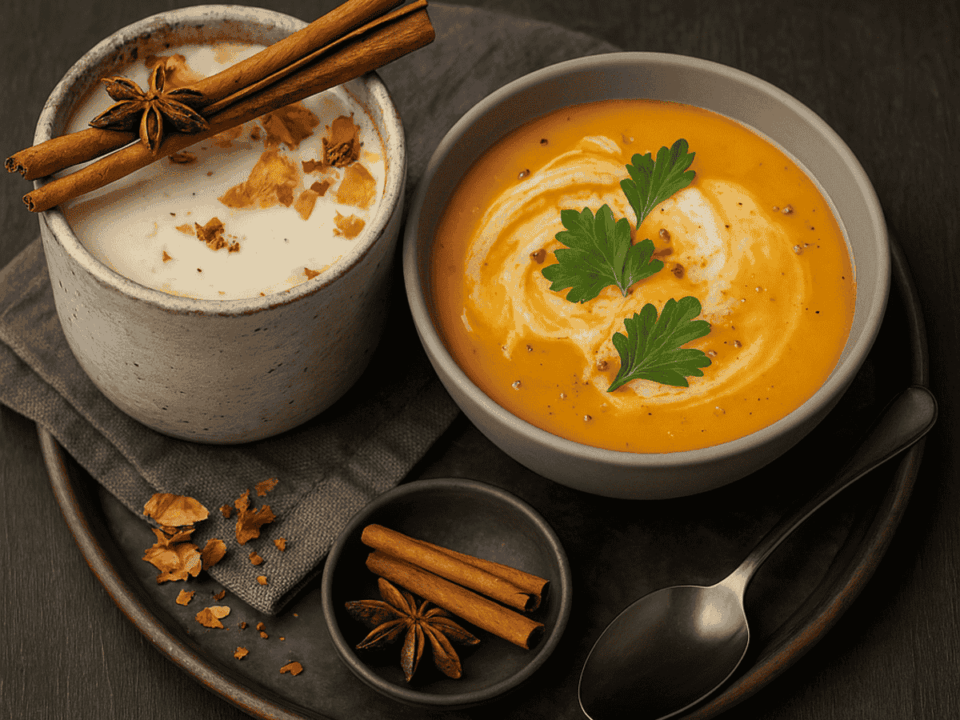 winter delights in the form of chai tea and butternut soup