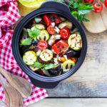 grilled veggies in black pot as braai sides