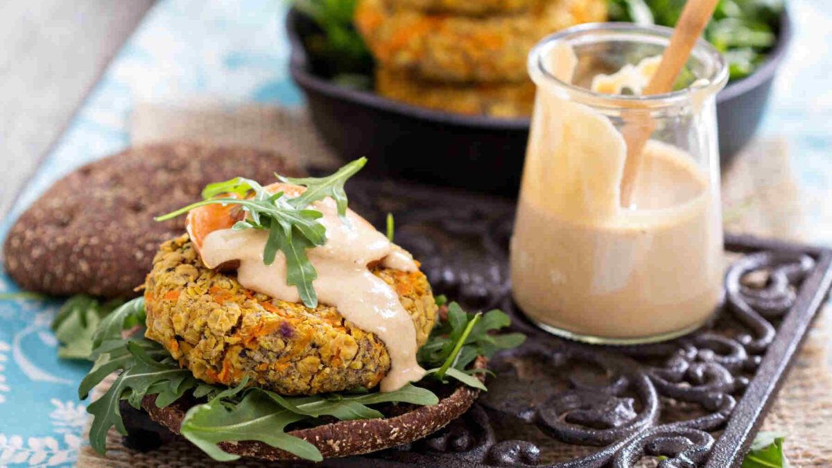 Vegan Burgers with Curried Sweet Potato and Chickpea Patties displayed as part of Flavour Fusion Experiments