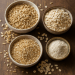bowls with four different types of oat grains