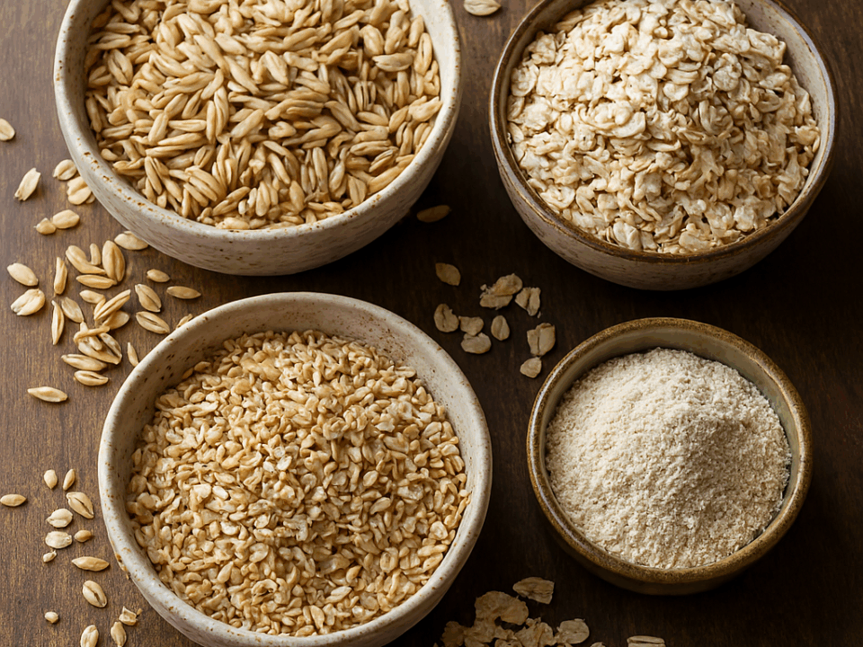bowls with four different types of oat grains