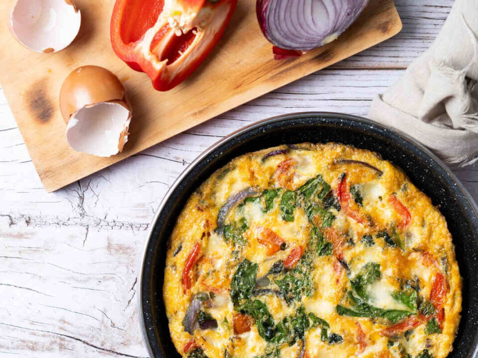 veggie frittata with ingredients depicting easy 30 minute meals