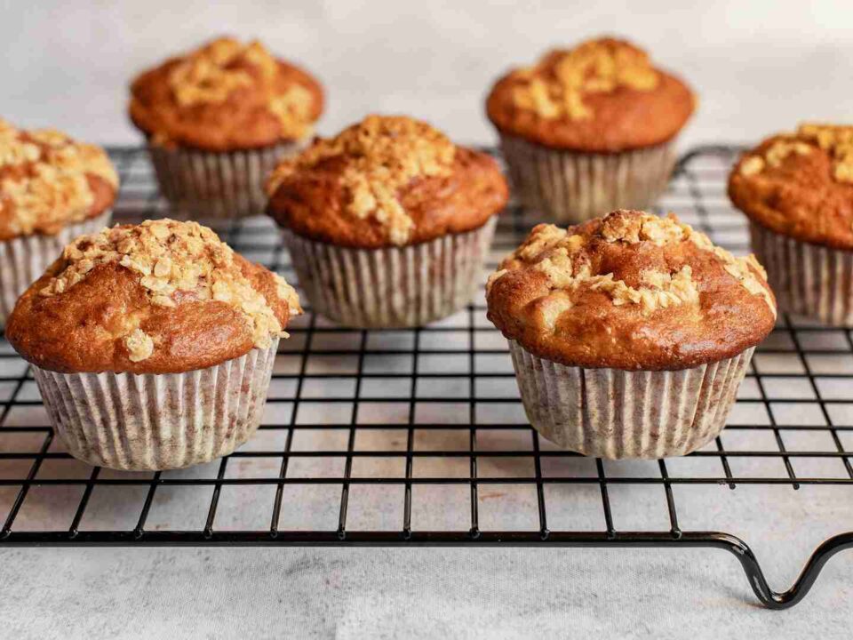 easy banana oat muffins on a baking tray for kid-friendly baking