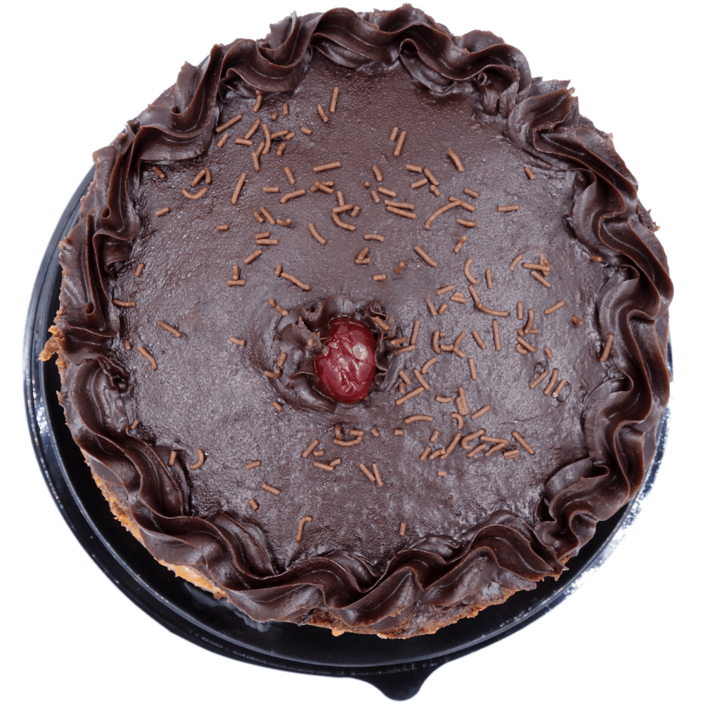 A close-up image of a rich chocolate cake with a moist, fluffy crumb and deep cocoa colour, highlighting its indulgent texture and smooth chocolate finish.