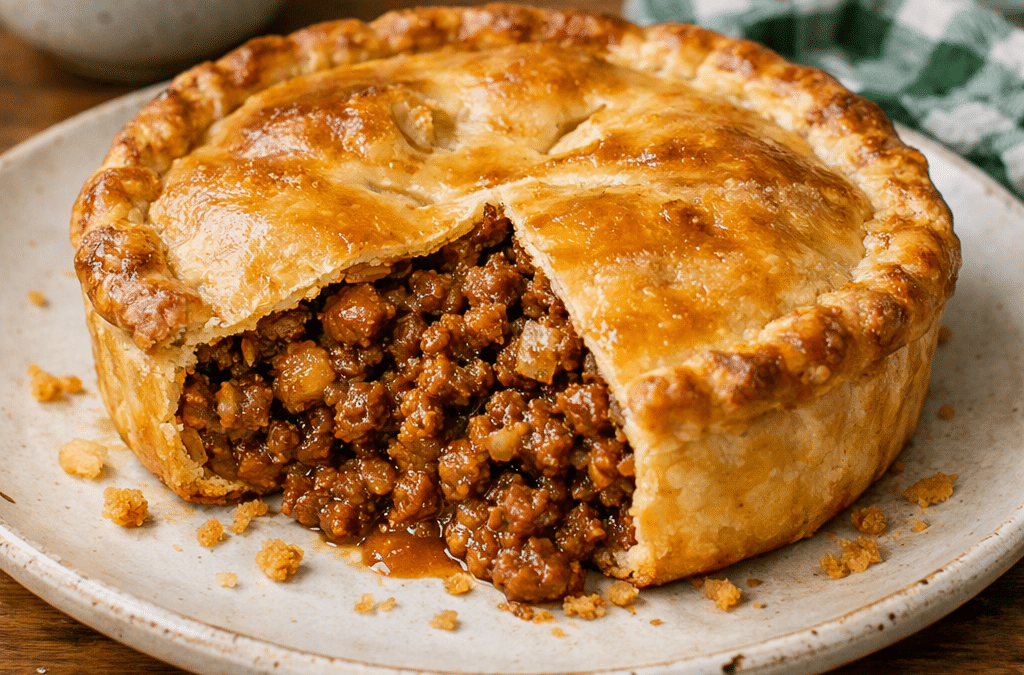 curry mince pie on a plate, one of our savory pie recipes